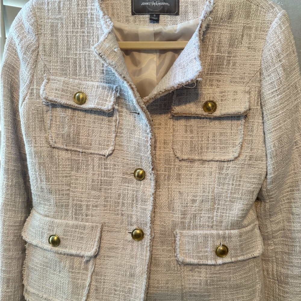 Johnston & Murphy Women's Textured Cream Blazer - Picture 7 of 12